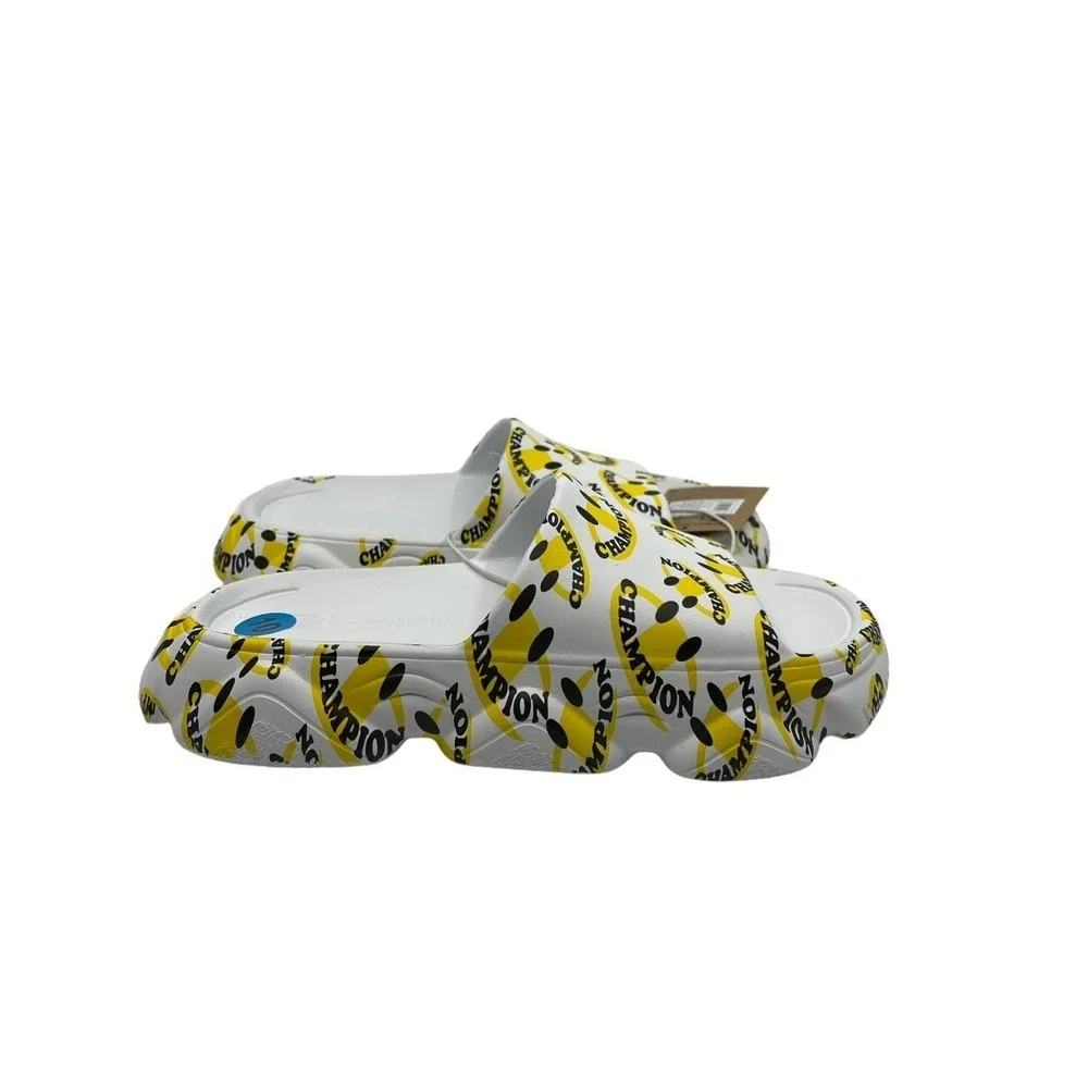 Champion Men's Meloso Squish Smile‎ Slides Size 10 Smiley Face Sandals New